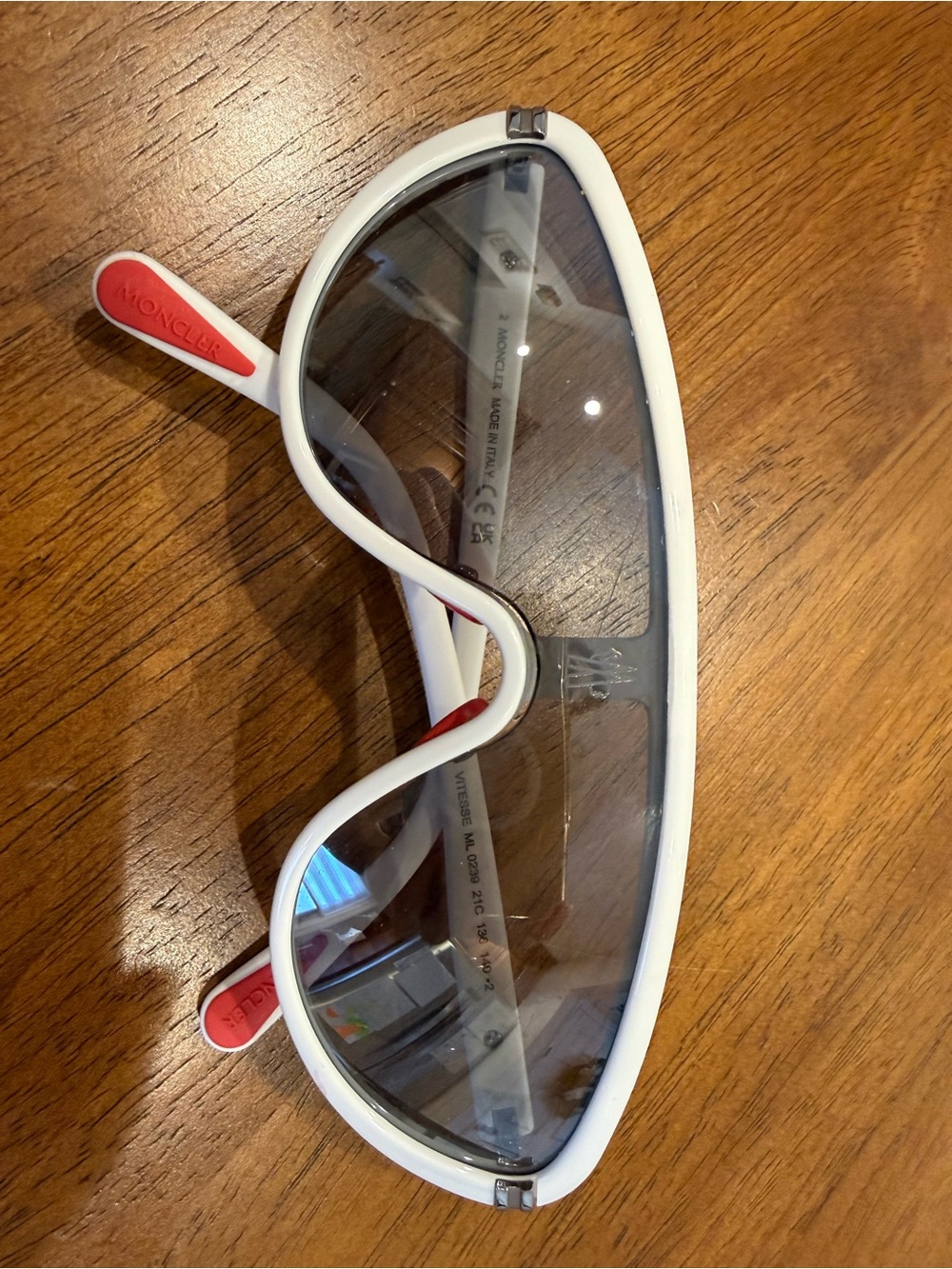 Moncler White and Red Shield Sunglasses